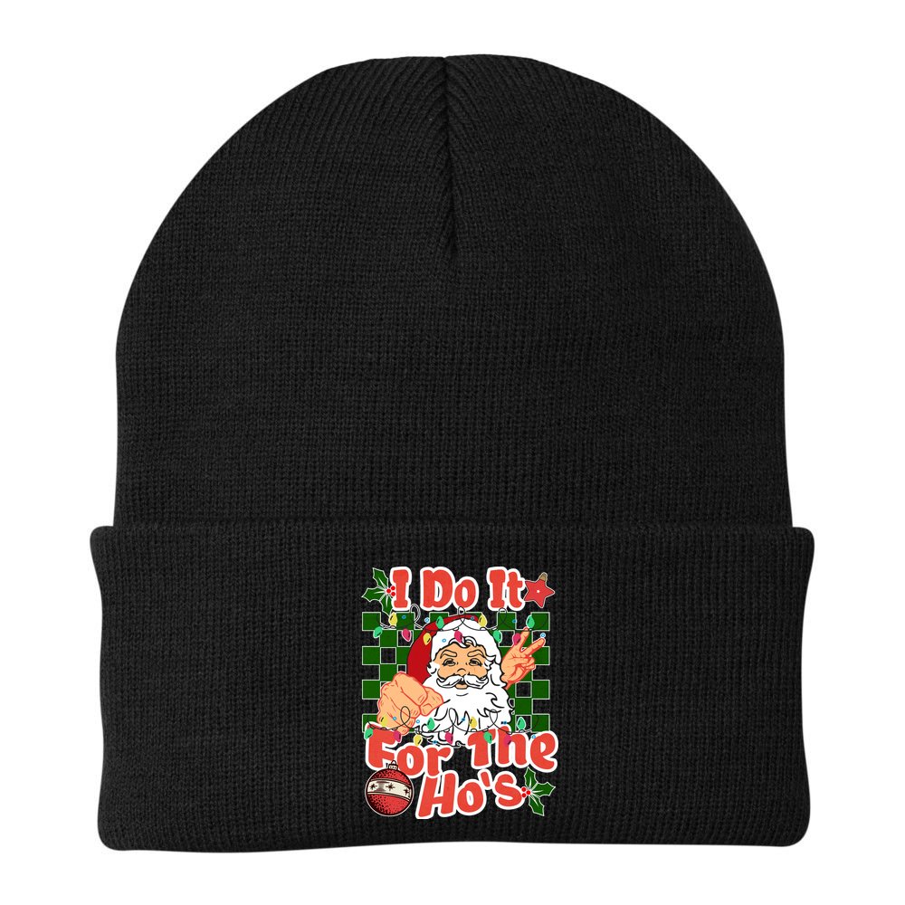 I Do It For The Hos Santa Claus Christmas Lights Beanie
