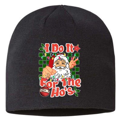I Do It For The Hos Santa Claus Christmas Lights Sustainable Beanie