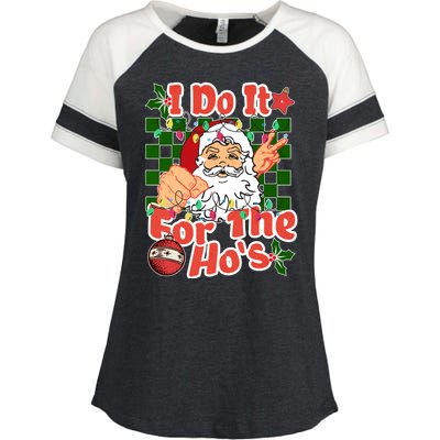 I Do It For The Hos Santa Claus Christmas Lights Enza Ladies Jersey Colorblock Tee