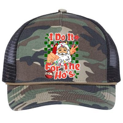 I Do It For The Hos Santa Claus Christmas Lights Retro Rope Trucker Hat Cap