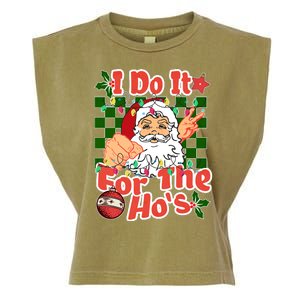 I Do It For The Hos Santa Claus Christmas Lights Garment-Dyed Women's Muscle Tee