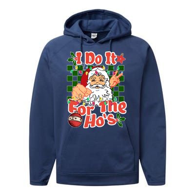 I Do It For The Hos Santa Claus Christmas Lights Performance Fleece Hoodie