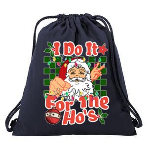 I Do It For The Hos Santa Claus Christmas Lights Drawstring Bag