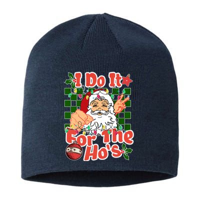 I Do It For The Hos Santa Claus Christmas Lights Sustainable Beanie