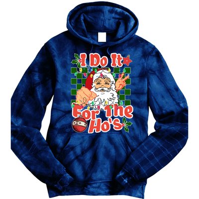 I Do It For The Hos Santa Claus Christmas Lights Tie Dye Hoodie