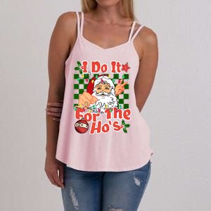 I Do It For The Hos Santa Claus Christmas Lights Women's Strappy Tank