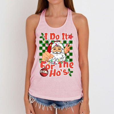 I Do It For The Hos Santa Claus Christmas Lights Women's Knotted Racerback Tank