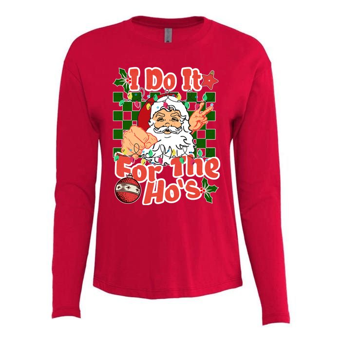 I Do It For The Hos Santa Claus Christmas Lights Womens Cotton Relaxed Long Sleeve T-Shirt