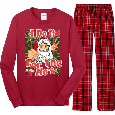 I Do It For The Hos Santa Claus Christmas Lights Long Sleeve Pajama Set