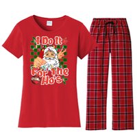 I Do It For The Hos Santa Claus Christmas Lights Women's Flannel Pajama Set