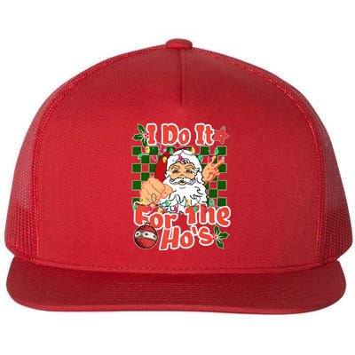 I Do It For The Hos Santa Claus Christmas Lights Flat Bill Trucker Hat