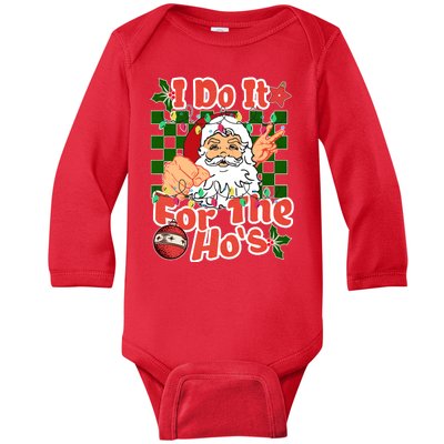 I Do It For The Hos Santa Claus Christmas Lights Baby Long Sleeve Bodysuit