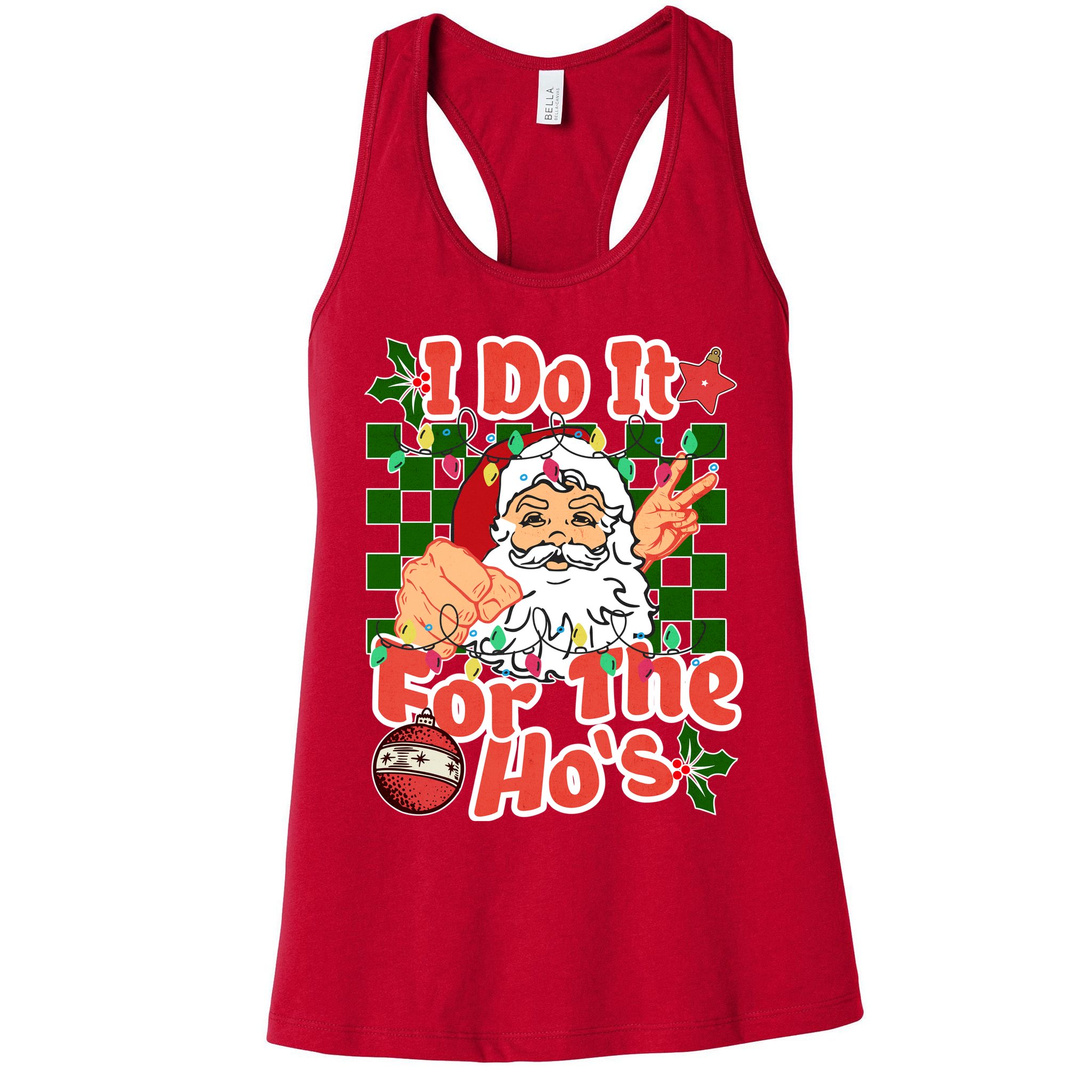 I Do It For The Hos Santa Claus Christmas Lights Womens Tank Top