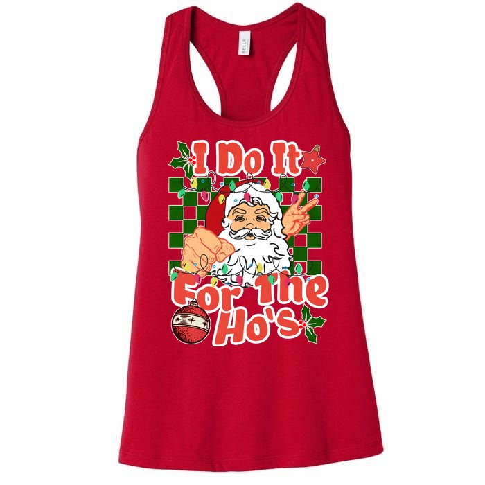 I Do It For The Hos Santa Claus Christmas Lights Women's Racerback Tank