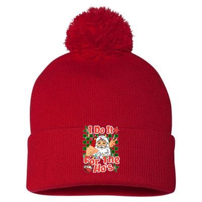 I Do It For The Hos Santa Claus Christmas Lights Pom Pom 12in Knit Beanie