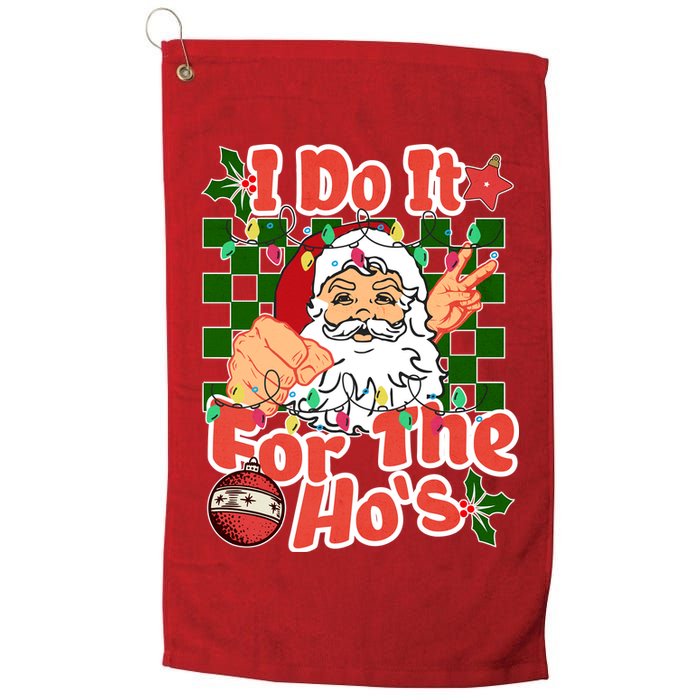 I Do It For The Hos Santa Claus Christmas Lights Golf Towel