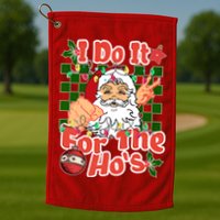 I Do It For The Hos Santa Claus Christmas Lights Golf Towel