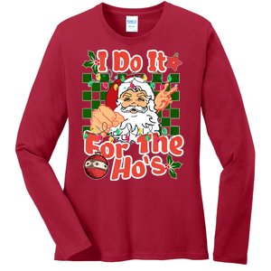 I Do It For The Hos Santa Claus Christmas Lights Ladies Long Sleeve Shirt