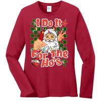 I Do It For The Hos Santa Claus Christmas Lights Ladies Long Sleeve Shirt