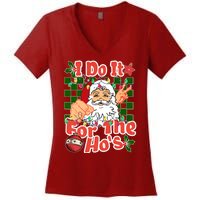 I Do It For The Hos Santa Claus Christmas Lights Women's V-Neck T-Shirt