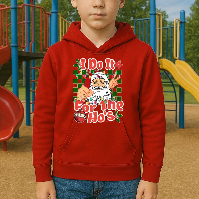 I Do It For The Hos Santa Claus Christmas Lights Kids Hoodie