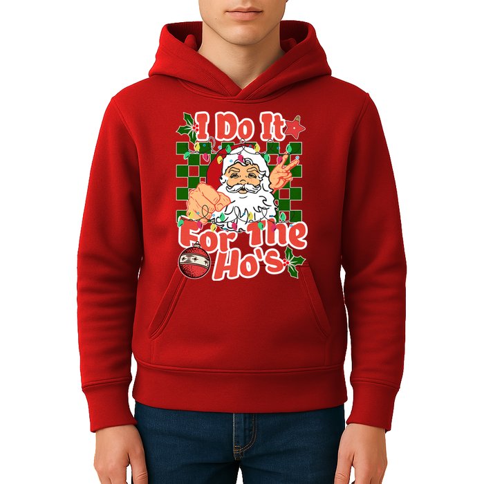 I Do It For The Hos Santa Claus Christmas Lights Kids Hoodie