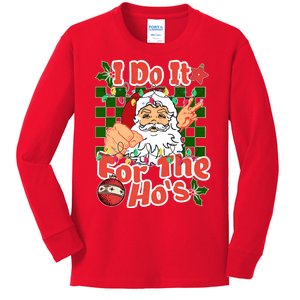 I Do It For The Hos Santa Claus Christmas Lights Kids Long Sleeve Shirt