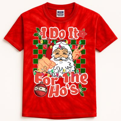 I Do It For The Hos Santa Claus Christmas Lights Kids Tie-Dye T-Shirt