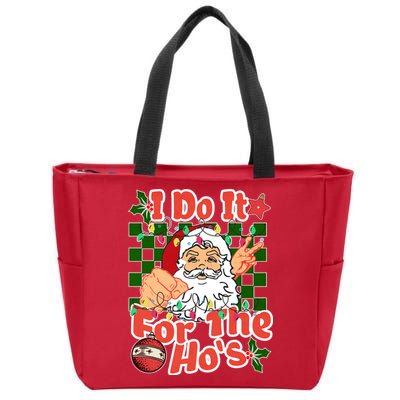 I Do It For The Hos Santa Claus Christmas Lights Zip Tote Bag