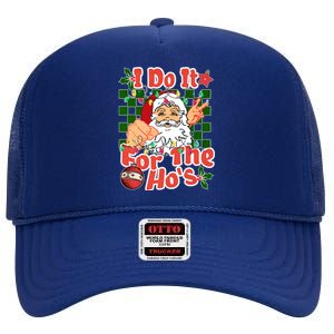 I Do It For The Hos Santa Claus Christmas Lights High Crown Mesh Back Trucker Hat