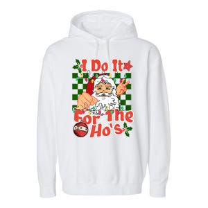 I Do It For The Hos Santa Claus Christmas Lights Garment-Dyed Fleece Hoodie