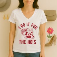 I Do It For The Hos Funny Santa Claus Christmas Holiday Women's V-Neck T-Shirt