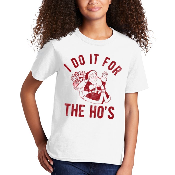 I Do It For The Hos Funny Santa Claus Christmas Holiday Kids T-Shirt