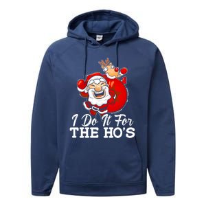 I Do It For The Hos Retro Santa Lover Santa Claus Fans Gift Performance Fleece Hoodie