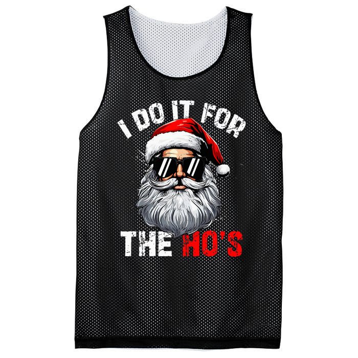 I Do It For The Hos Inappropriate Christmas Santa Face Mesh Reversible Basketball Jersey Tank