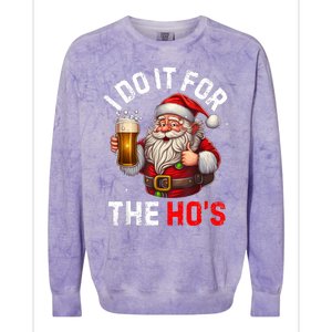 I Do It For The Hos Funny Inappropriate Christmas Santa Face Colorblast Crewneck Sweatshirt