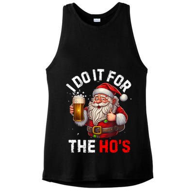 I Do It For The Hos Funny Inappropriate Christmas Santa Face Ladies PosiCharge Tri-Blend Wicking Tank
