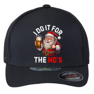 I Do It For The Hos Funny Inappropriate Christmas Santa Face Flexfit Unipanel Trucker Cap