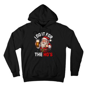 I Do It For The Hos Funny Inappropriate Christmas Santa Face Hoodie