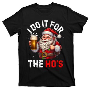 I Do It For The Hos Funny Inappropriate Christmas Santa Face T-Shirt