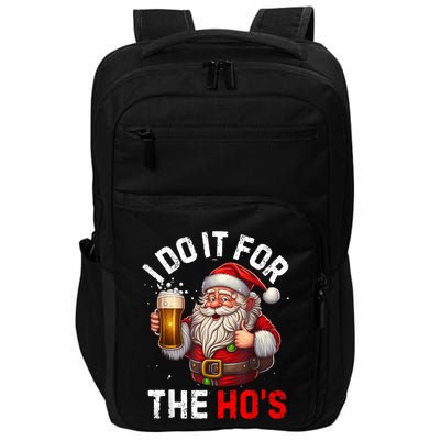 I Do It For The Hos Funny Inappropriate Christmas Santa Face Impact Tech Backpack