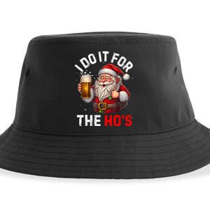 I Do It For The Hos Funny Inappropriate Christmas Santa Face Sustainable Bucket Hat