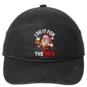 I Do It For The Hos Funny Inappropriate Christmas Santa Face 7-Panel Snapback Hat