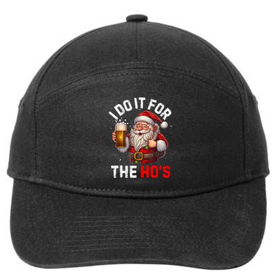 I Do It For The Hos Funny Inappropriate Christmas Santa Face 7-Panel Snapback Hat