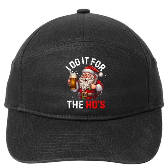 I Do It For The Hos Funny Inappropriate Christmas Santa Face 7-Panel Snapback Hat