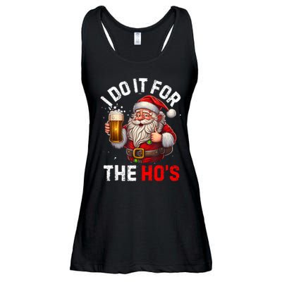 I Do It For The Hos Funny Inappropriate Christmas Santa Face Ladies Essential Flowy Tank
