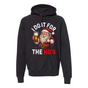 I Do It For The Hos Funny Inappropriate Christmas Santa Face Premium Hoodie