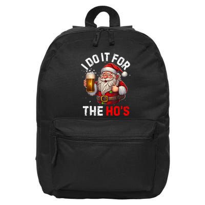 I Do It For The Hos Funny Inappropriate Christmas Santa Face 16 in Basic Backpack