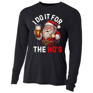 I Do It For The Hos Funny Inappropriate Christmas Santa Face Cooling Performance Long Sleeve Crew