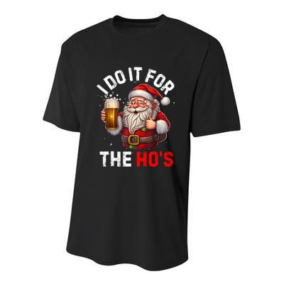 I Do It For The Hos Funny Inappropriate Christmas Santa Face Youth Performance Sprint T-Shirt